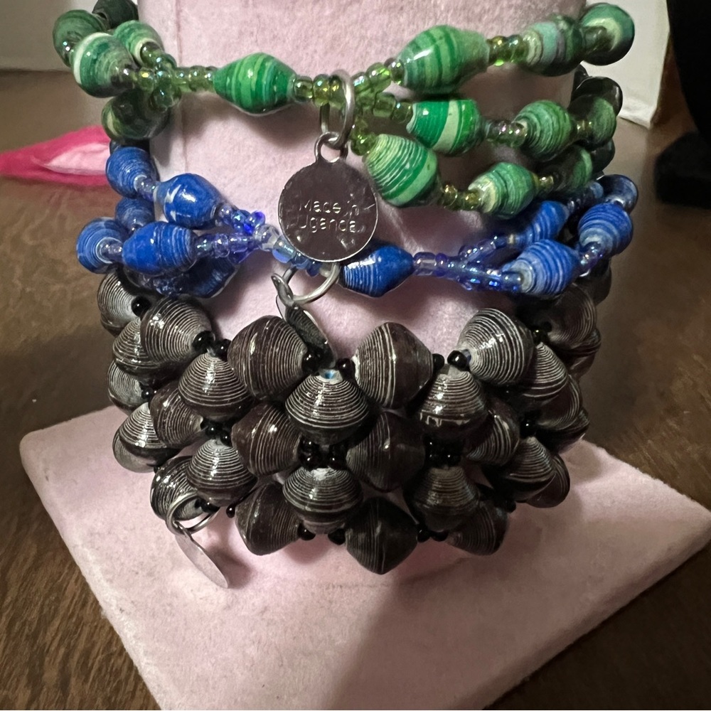 Paper Bead Bracelet Lot Beads For Life Recycled Rolled Paper Uganda Handmade
